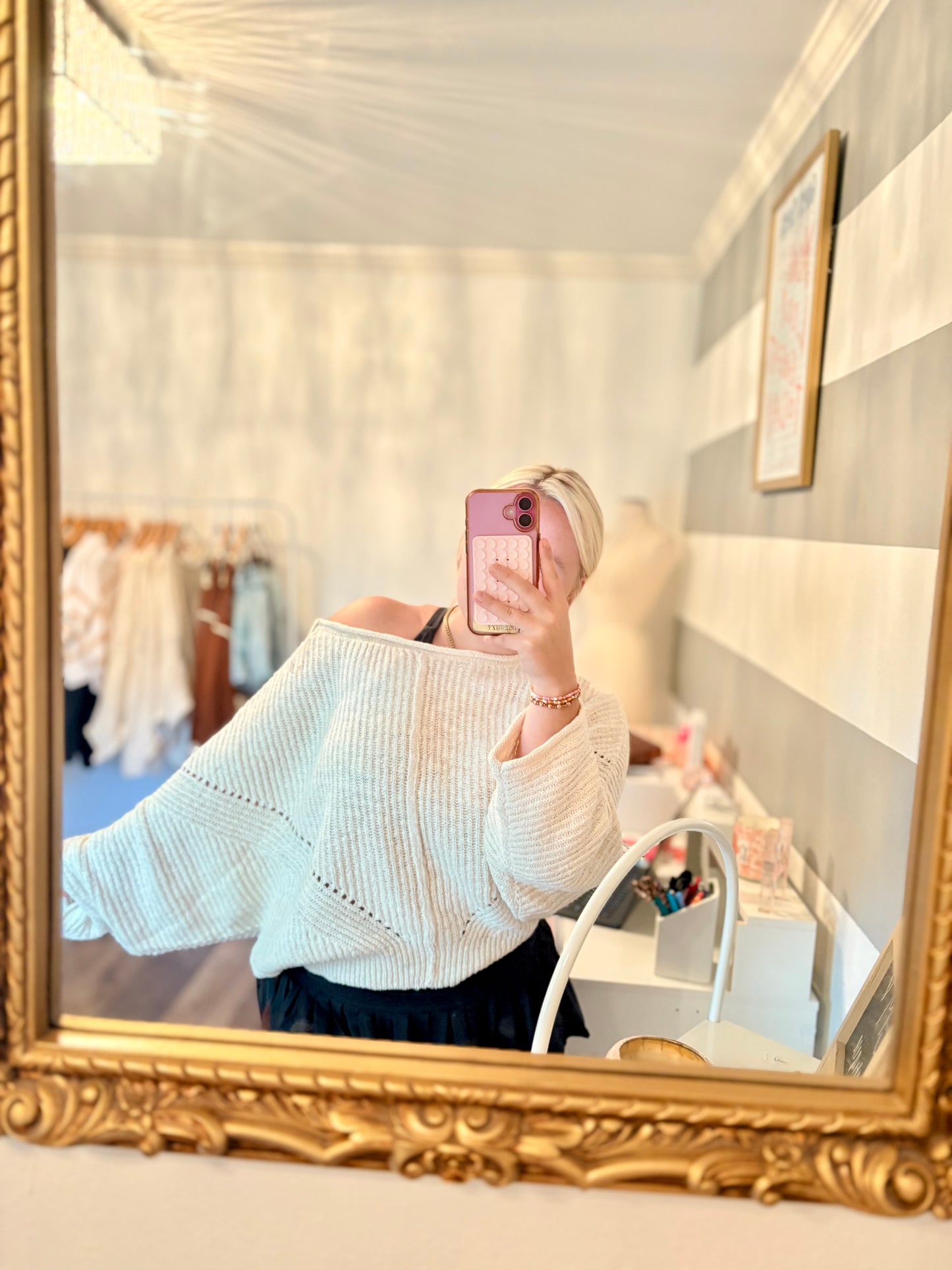 Ribbed Drop Sleeve Sweater