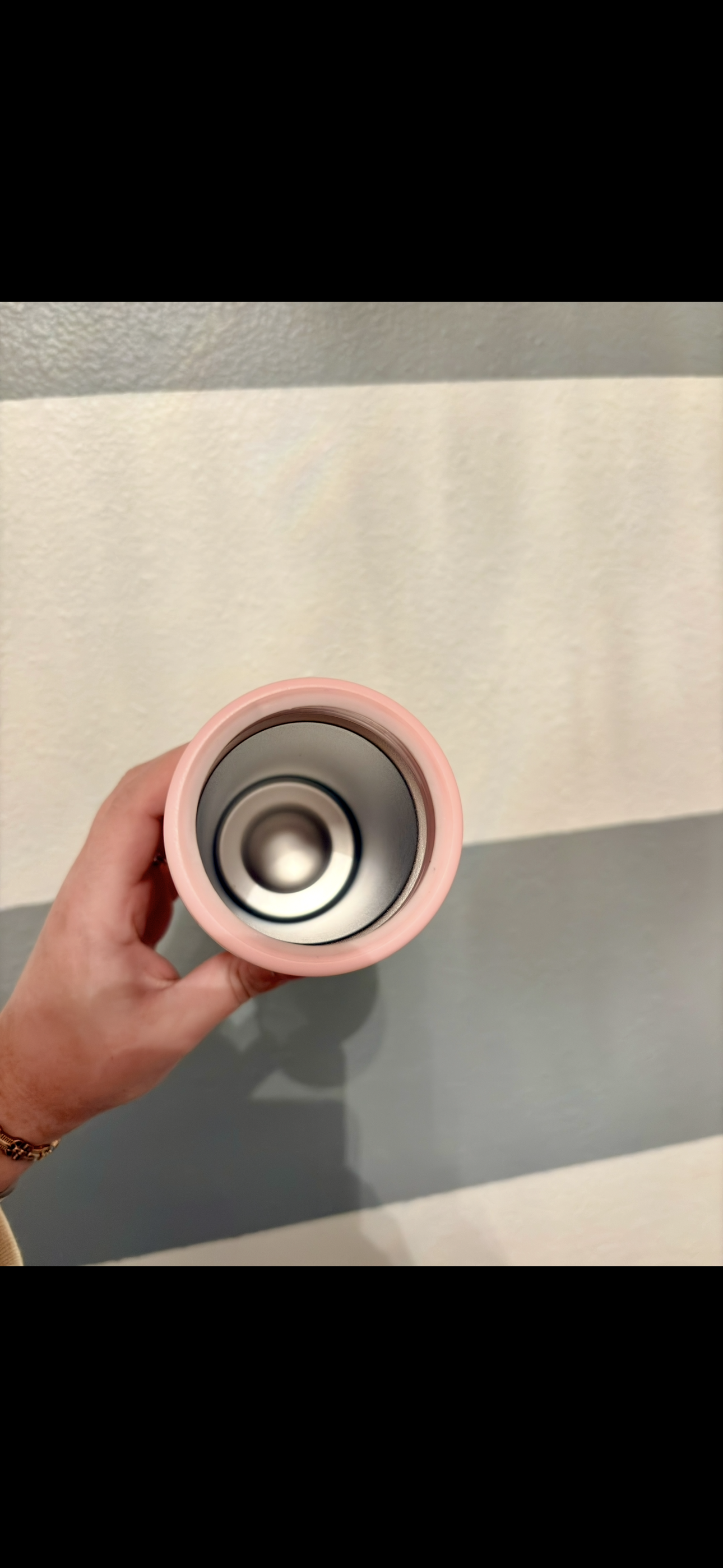Pink and White Striped Hard Cooling Can
