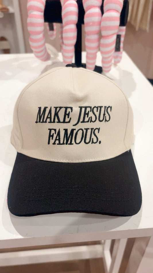 Black "Make Jesus Famous" Cotton Hat