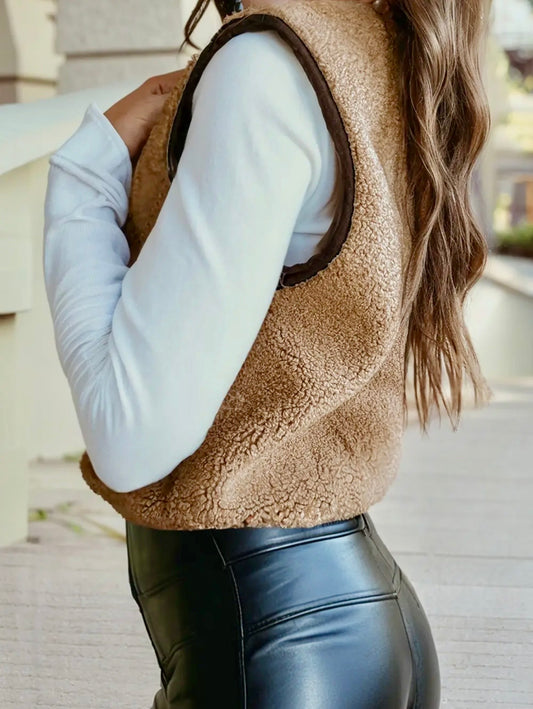 Fleece Double Tie Winter Vest