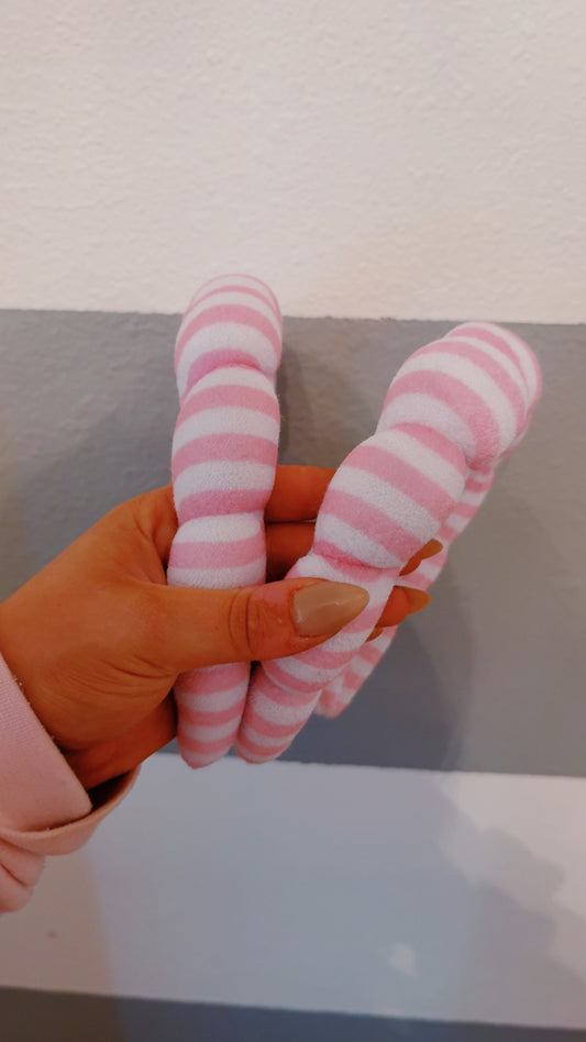 Pink and White Striped “GRWM” Skincare Headband