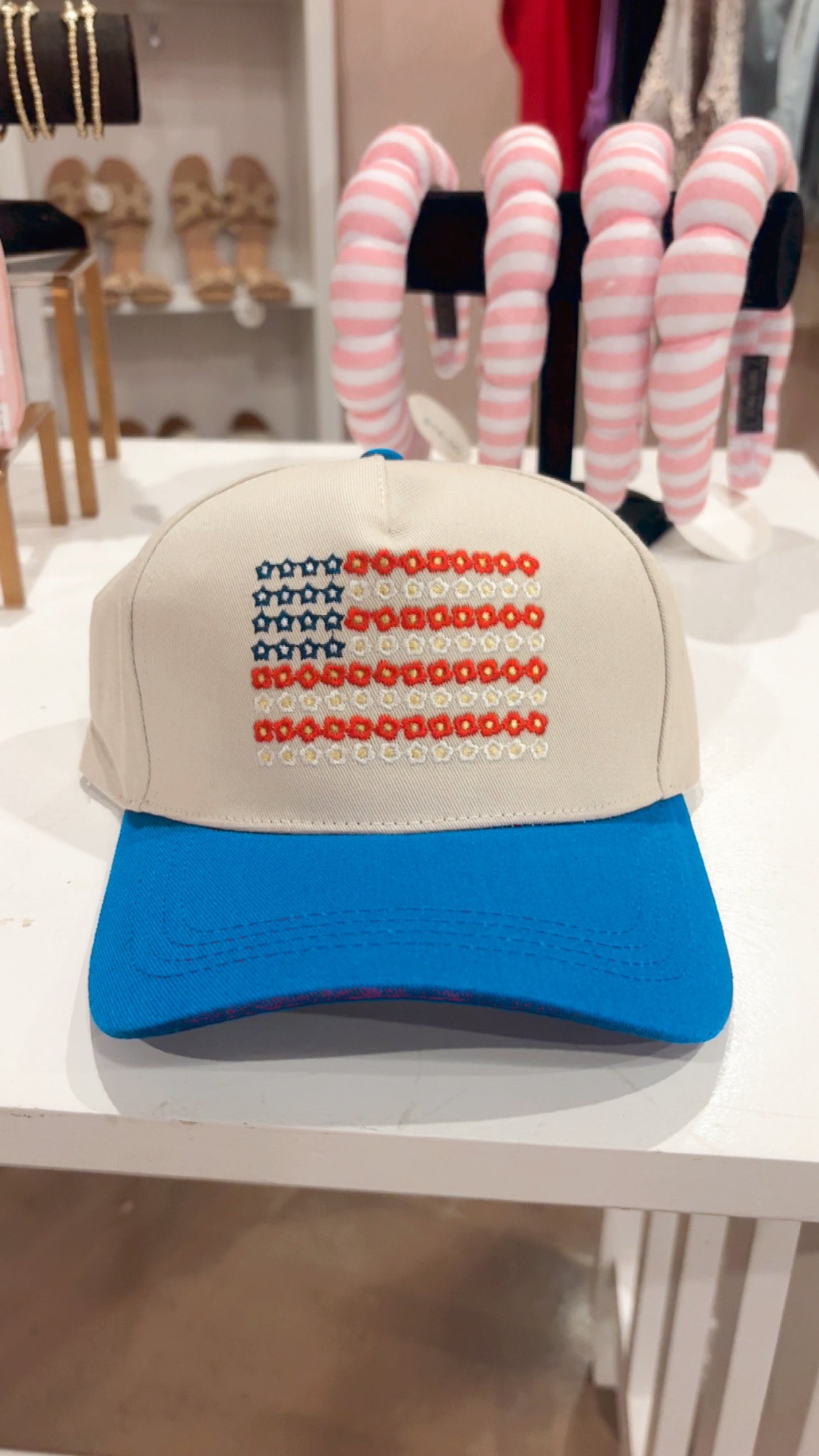 Blue American Flag Two Tone Cotton Hat
