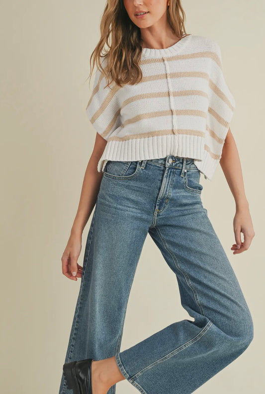 Striped Knit Cropped Sweater
