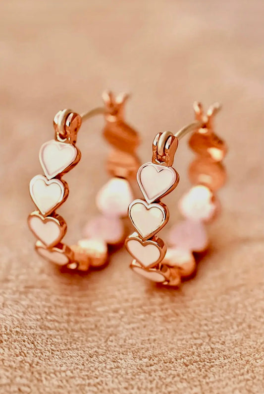 White Heart Shape Plated Alloy Small Hook Earrings