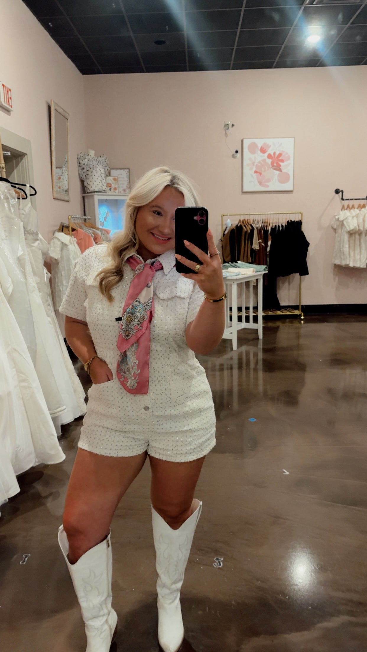White Shiny Denim Romper