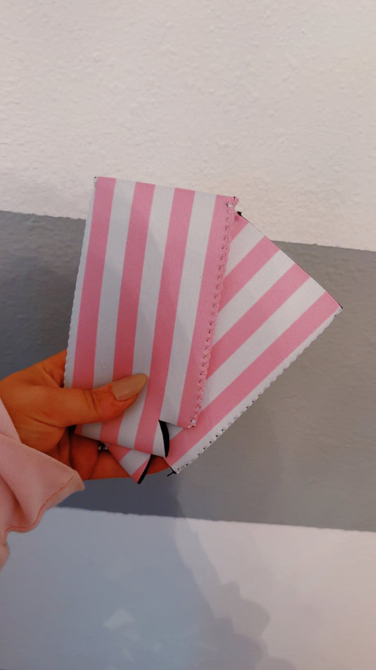 Pink and White Striped Tall Koozie