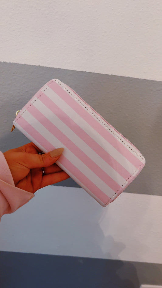 Pink and White Striped Wallet