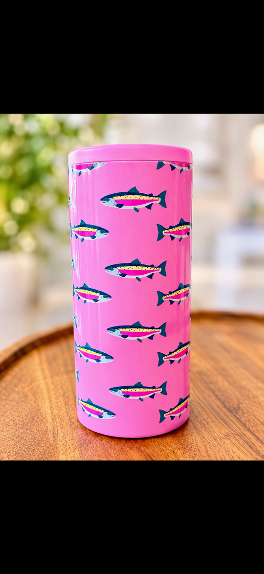 Pink Rainbow Trout Hard Cooling Can